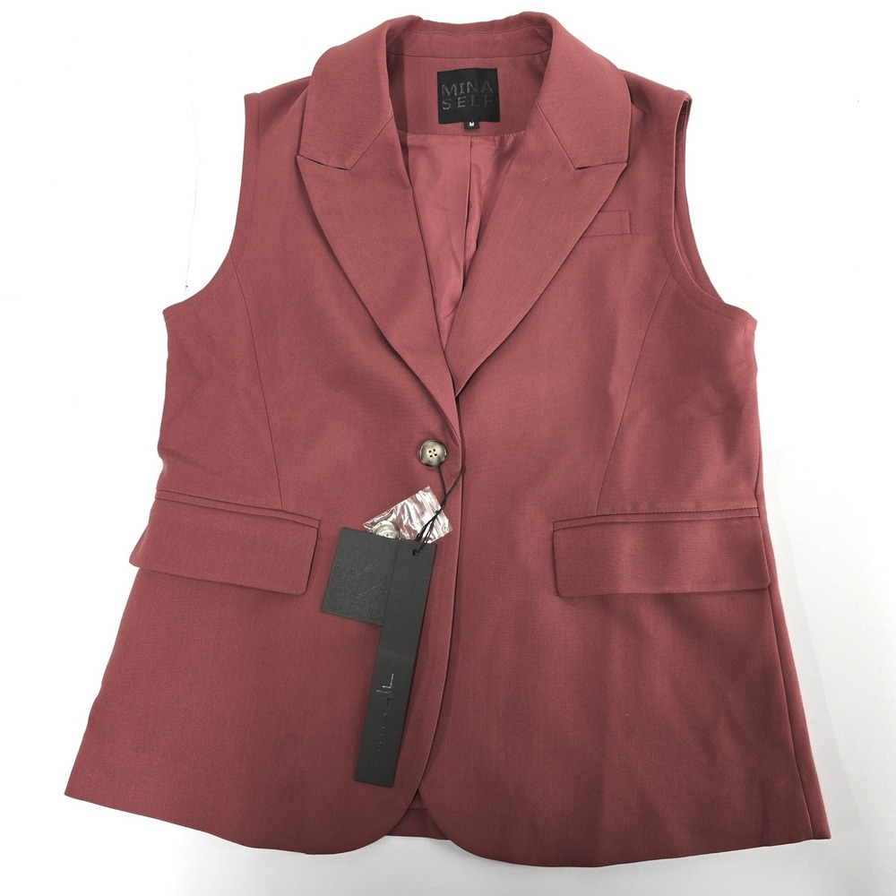 Mina Self Womens Rust Red Sleeveless Blazer Vest M‎ NWT